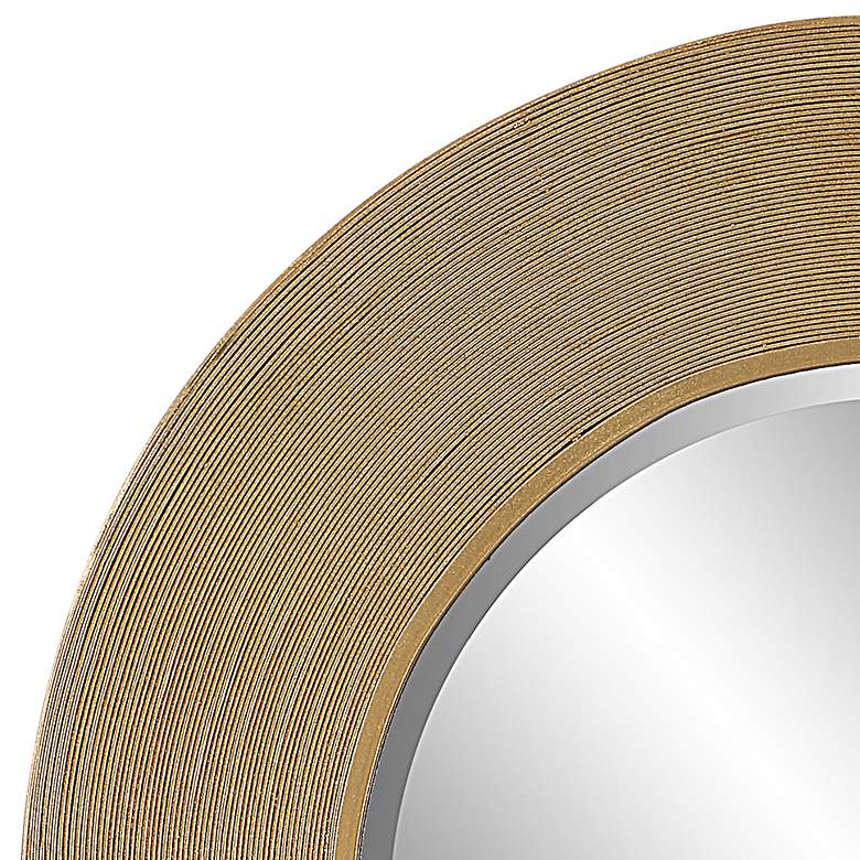 Image 3 Archer Metallic Gold Leaf 35 1/2 inch Round Wall Mirror more views