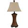 Archer Table Lamp - Faux Wood and Nailhead Trim - Light Beige Trim Shade