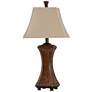 Archer Table Lamp - Faux Wood and Nailhead Trim - Light Beige Trim Shade