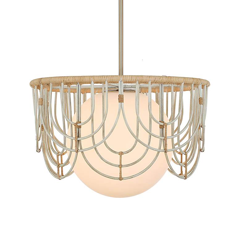 Image 2 Arches 20" Wide Warm White and Natural Rattan Pendant Light