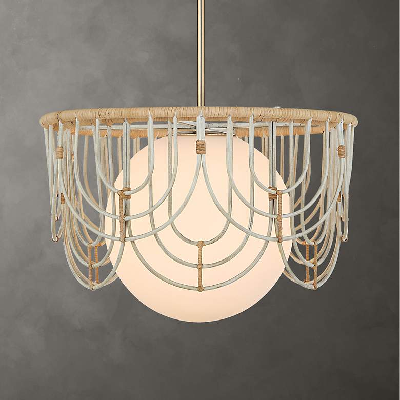 Image 1 Arches 20" Wide Warm White and Natural Rattan Pendant Light