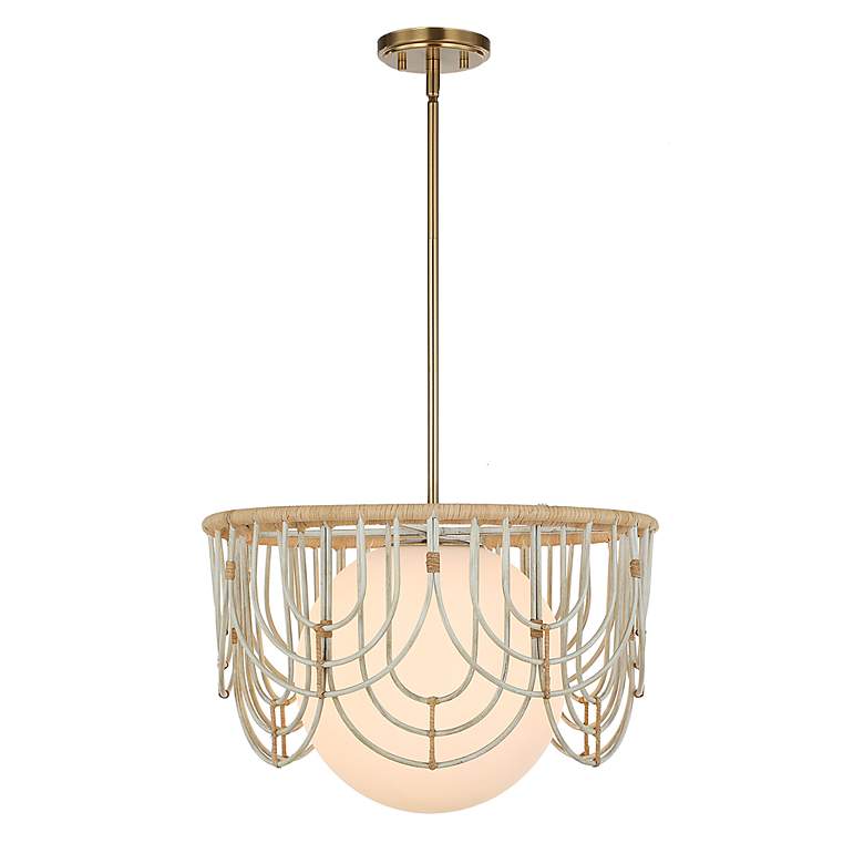 Image 3 Arches 20" Wide Warm White and Natural Rattan Pendant Light more views