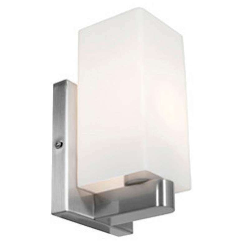 Image 1 Archi 4.75" Wide Brushed Steel Vanity Light w/ Opal Glass Shade