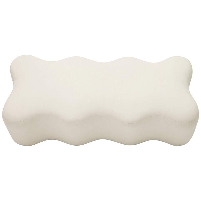 Image 3 Archie 48 1/2 inch Wide Cream Linen Fabric Wavy-Shaped Bench more views