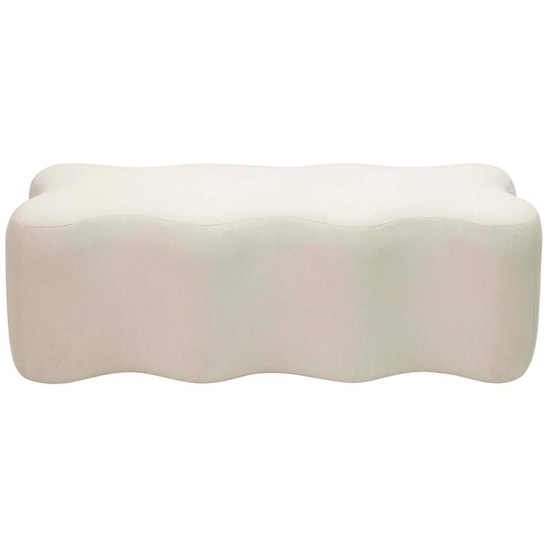 Image 5 Archie 48 1/2 inch Wide Cream Linen Fabric Wavy-Shaped Bench more views