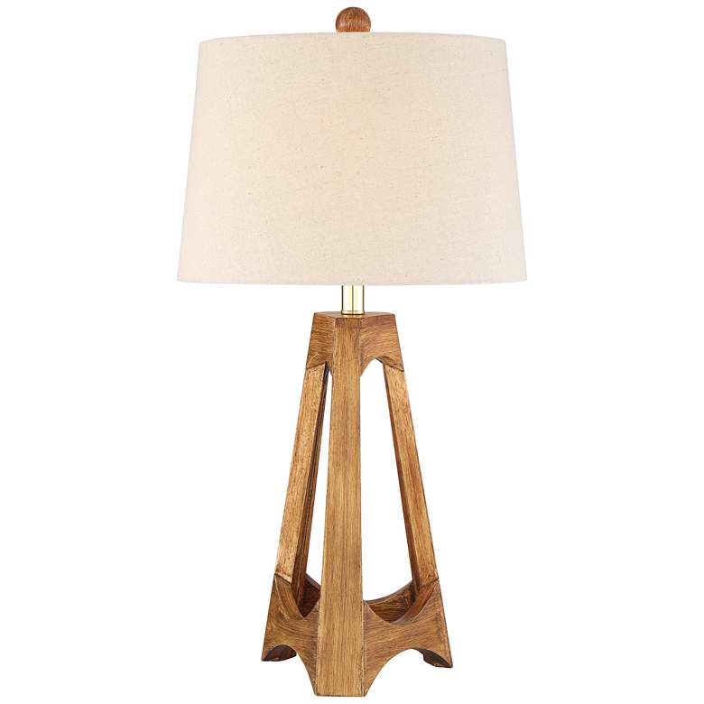 Archie Mid-Century Modern Wood Tripod Table Lamp more views