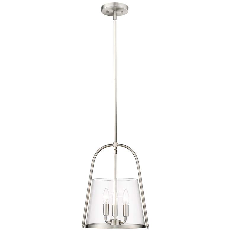 Image 1 Archis 12" Wide Brushed Nickel 3-Light Bell Mini Pendant