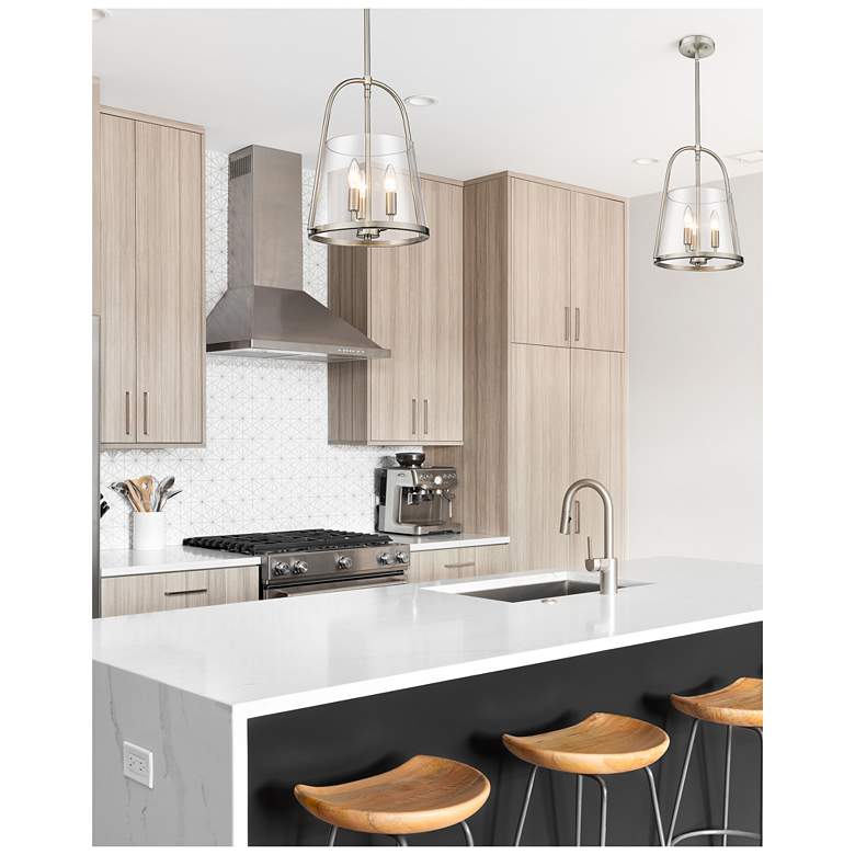 Image 2 Archis 12" Wide Brushed Nickel 3-Light Bell Mini Pendant more views