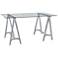 Architects 60" Wide Sandblasted Gray and Glass Trestle Table