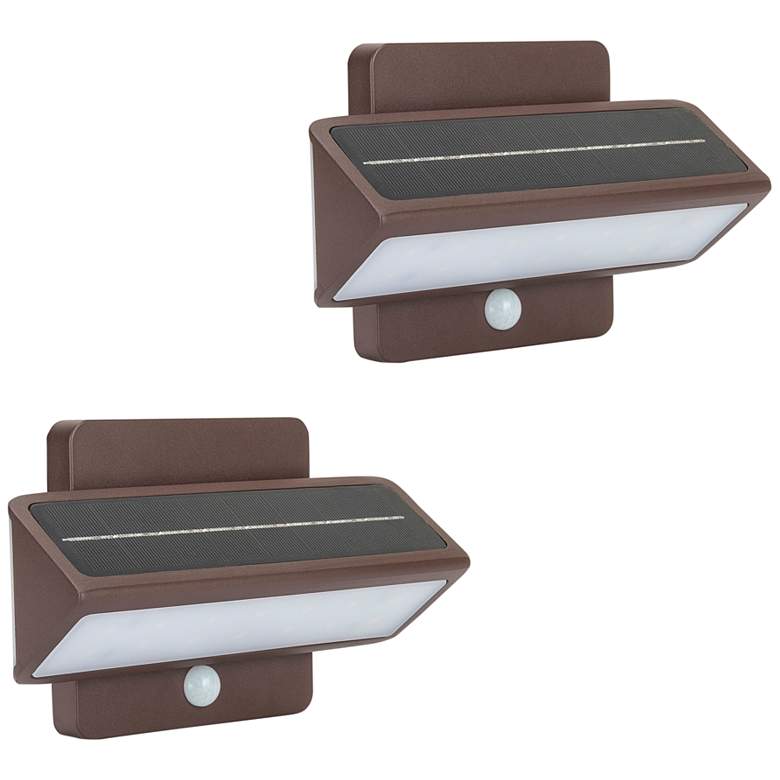 Image 1 Architectural 5 inchH Bronze LED Outdoor Wall Lights Set of 2