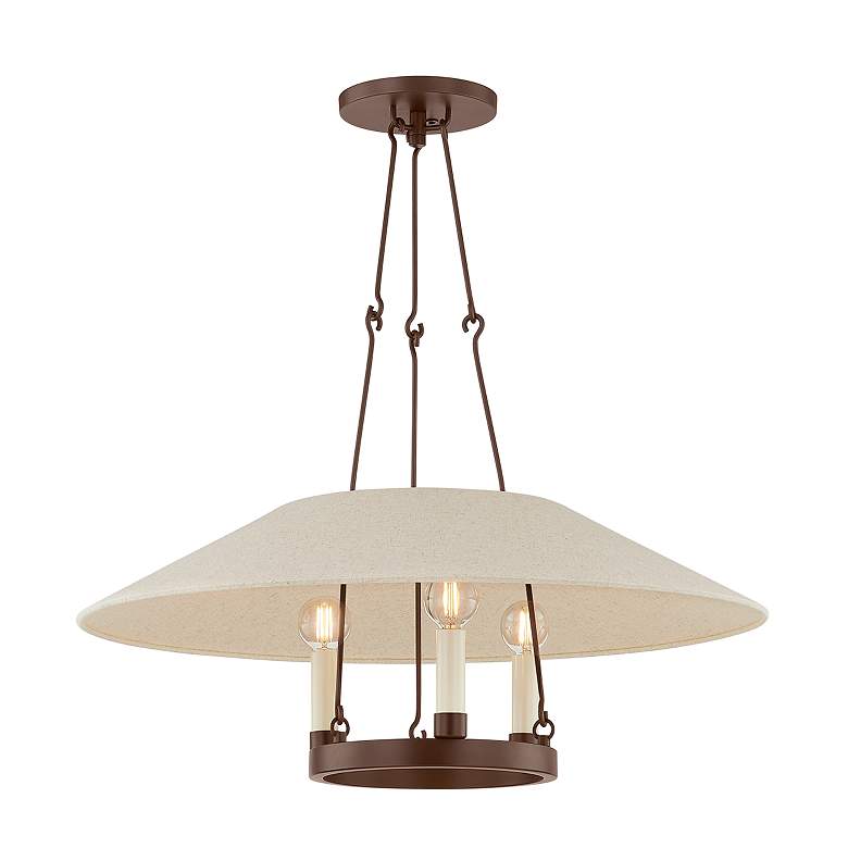 Image 2 Archive 25" Wide Bronze 3-Light Linen Shade Chandelier