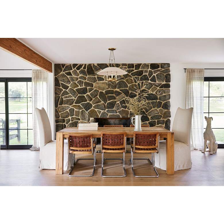 Image 4 Archive 25" Wide Bronze 3-Light Linen Shade Chandelier more views