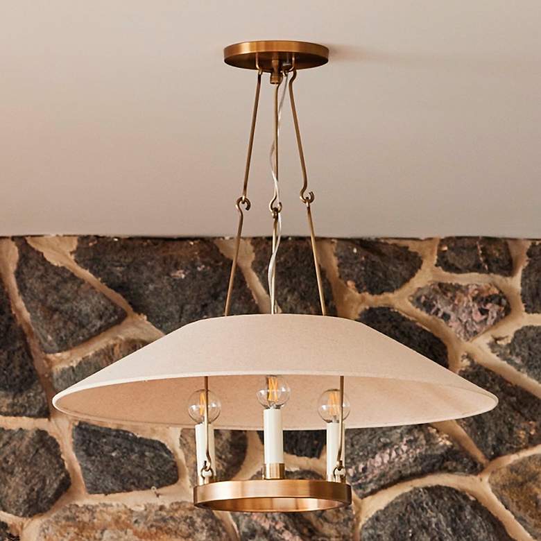 Image 1 Archive 25" Wide Patina Brass 3-Light Chandelier
