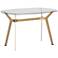 ArchTech 48" Wide Tempered Glass Gold Steel Office Desk
