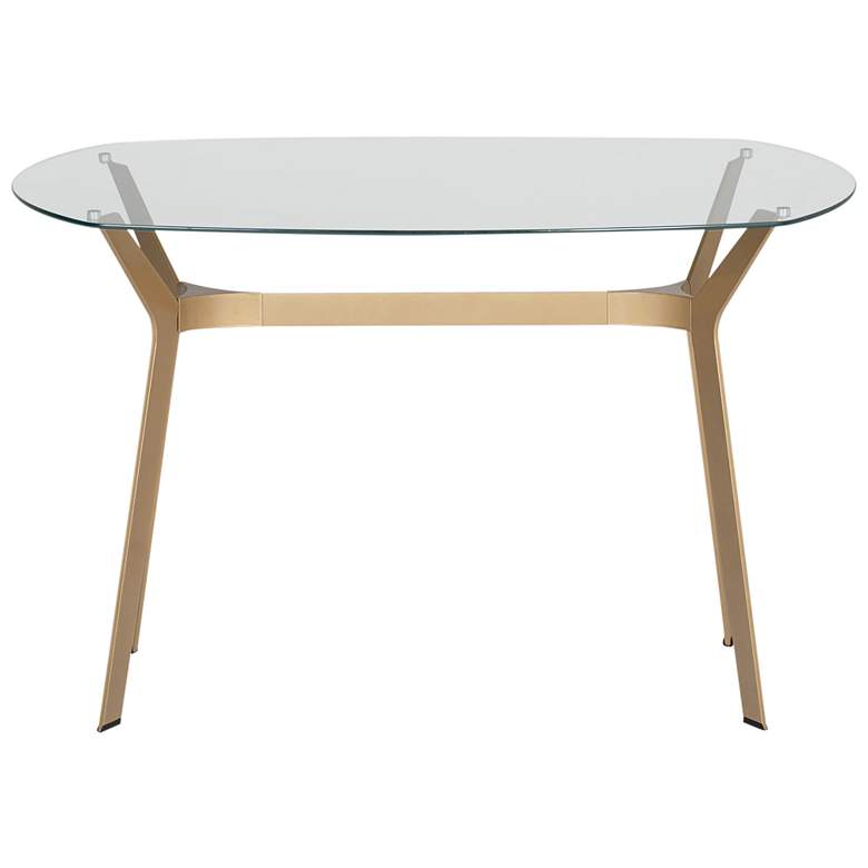 Image 6 ArchTech 48" Wide Tempered Glass Gold Steel Office Desk more views