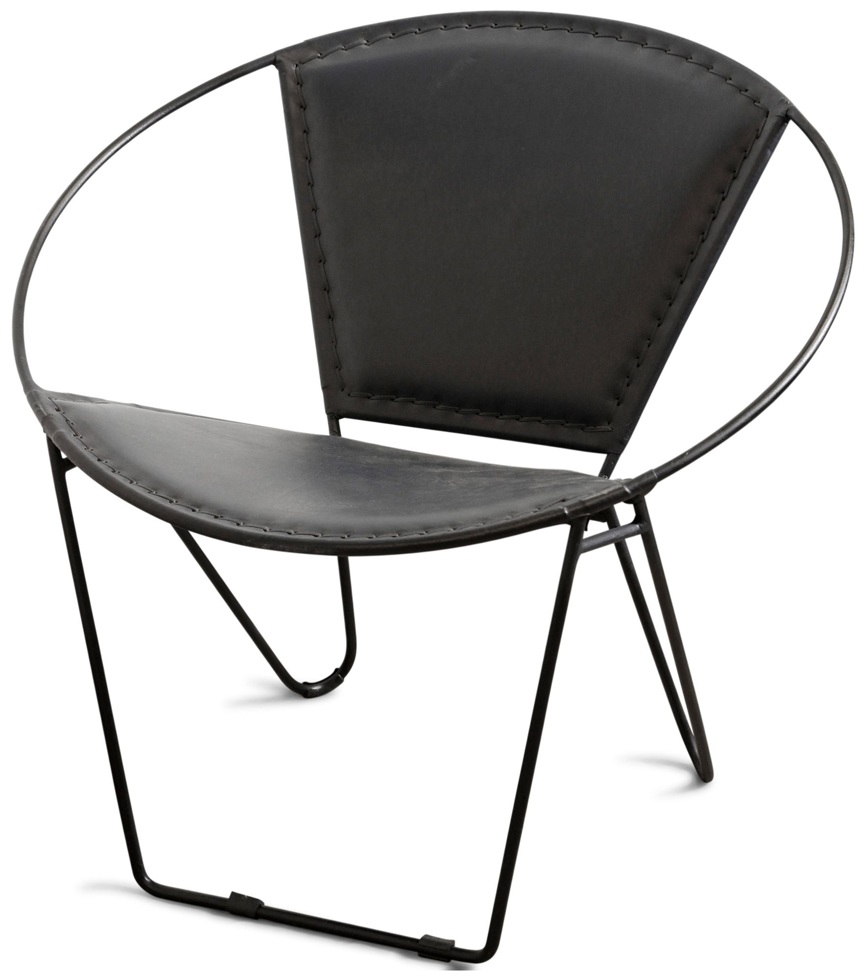 Image 2 Arcline Leather Accent Chair - Black