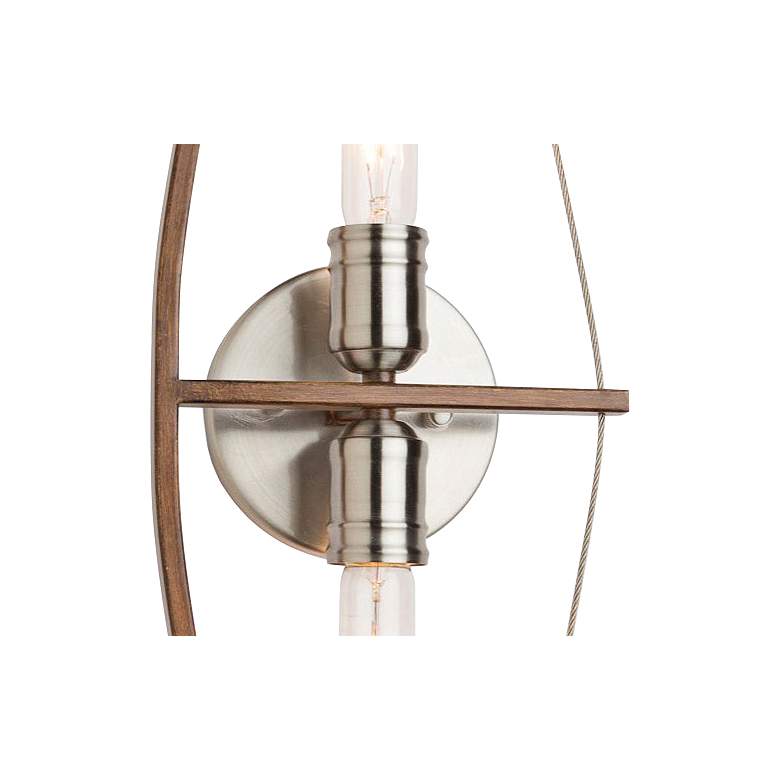Image 2 Arco 27 inchH Faux Wood and Brushed Nickel 2-Light Wall Sconce more views
