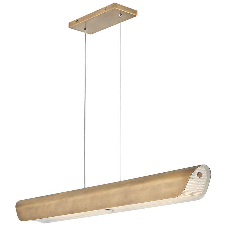Image 2 Arco 46" Wide Heritage Brass LED Linear Chandelier more views