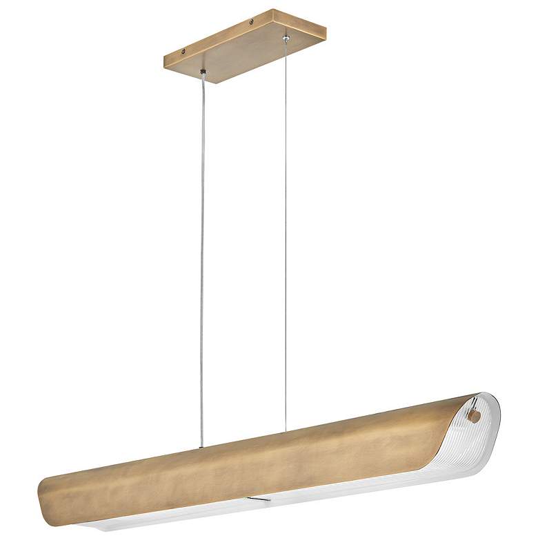 Image 4 Arco 46" Wide Heritage Brass LED Linear Chandelier more views