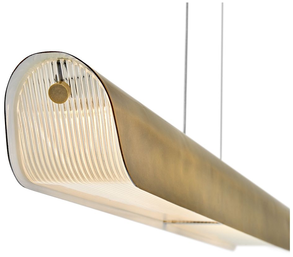 Arco 46" Wide Heritage Brass LED Linear Chandelier