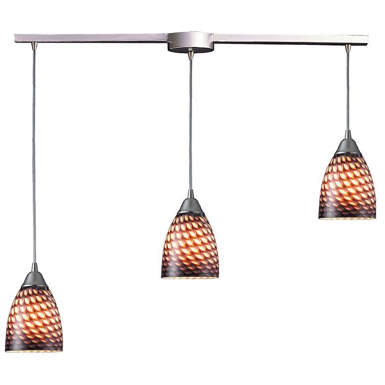 Image 1 Arco Baleno 36 inch Wide 3-Light Pendant - Satin Nickel with Cocoa Glass