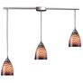 Arco Baleno 36" Wide 3-Light Pendant - Satin Nickel with Cocoa Glass
