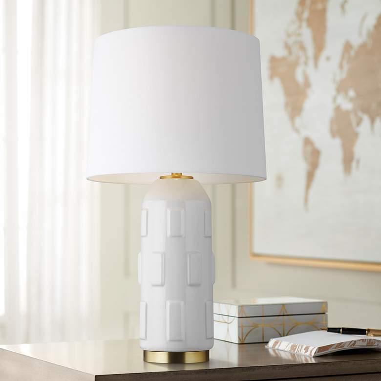 Image 1 Arctic White Ceramic Modern LED Table Lamp by Chapman & Myers