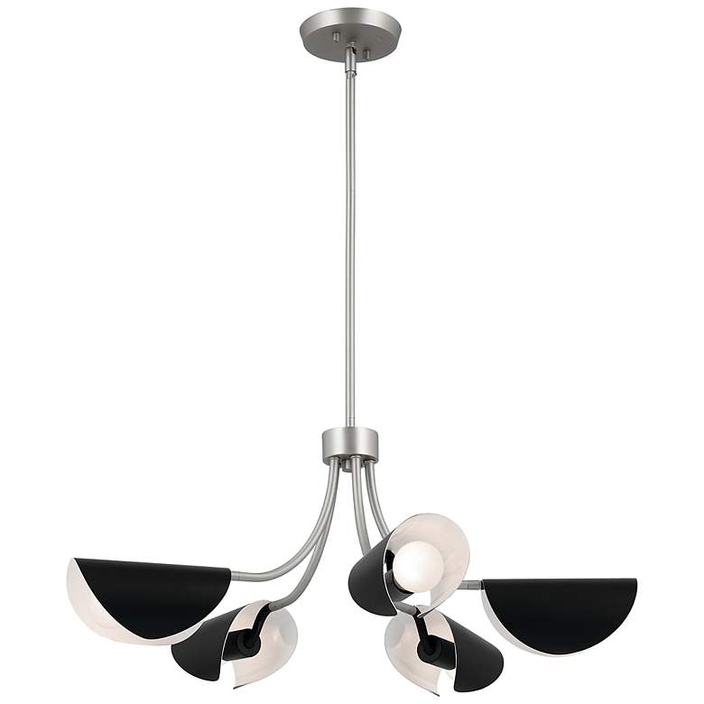Image 1 Arcus 29 1/4" Wide Satin Nickel and Black 5-Light Chandelier