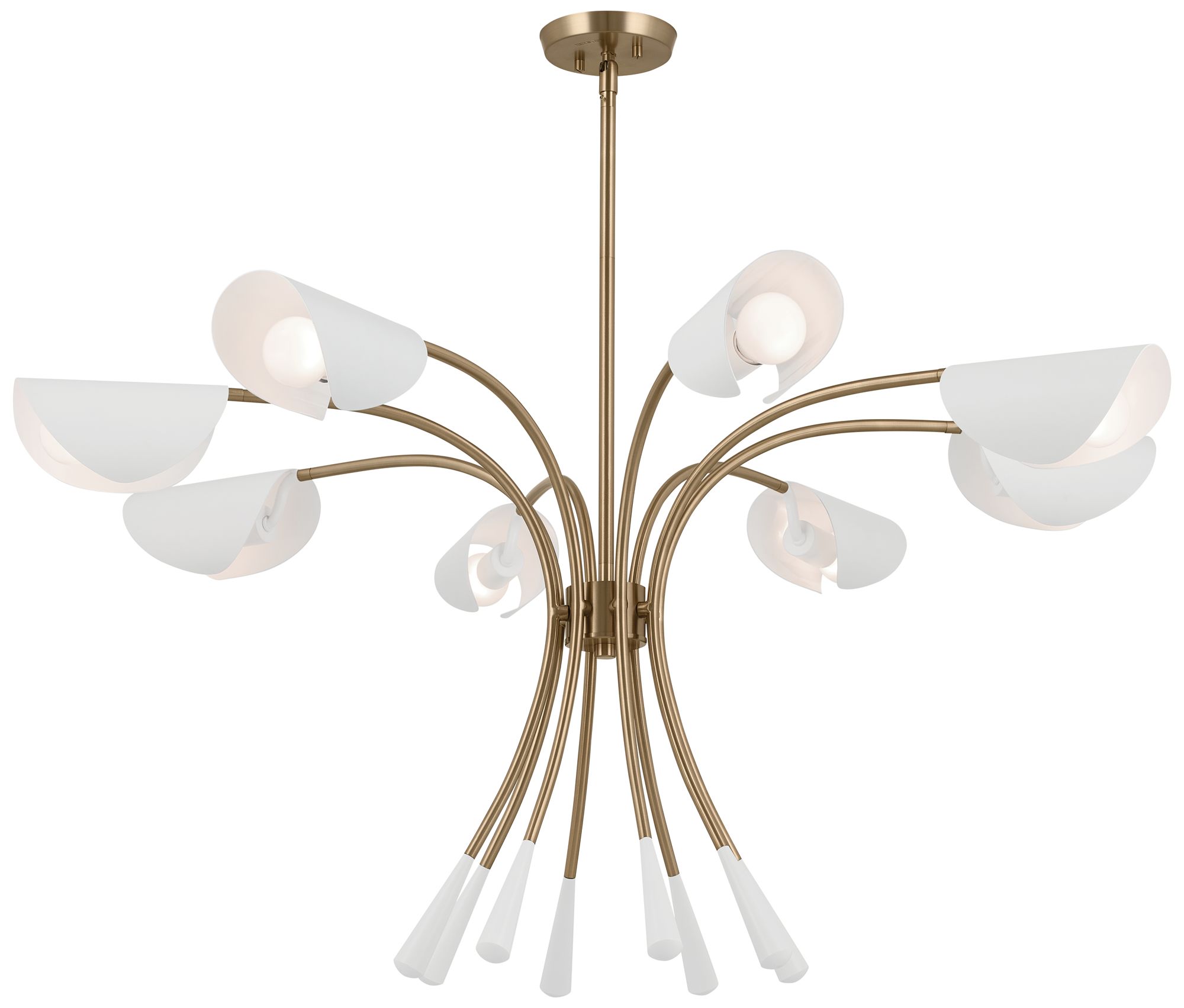 Arcus 45.5 Inch 8 Light Chandelier in Champagne Bronze with White