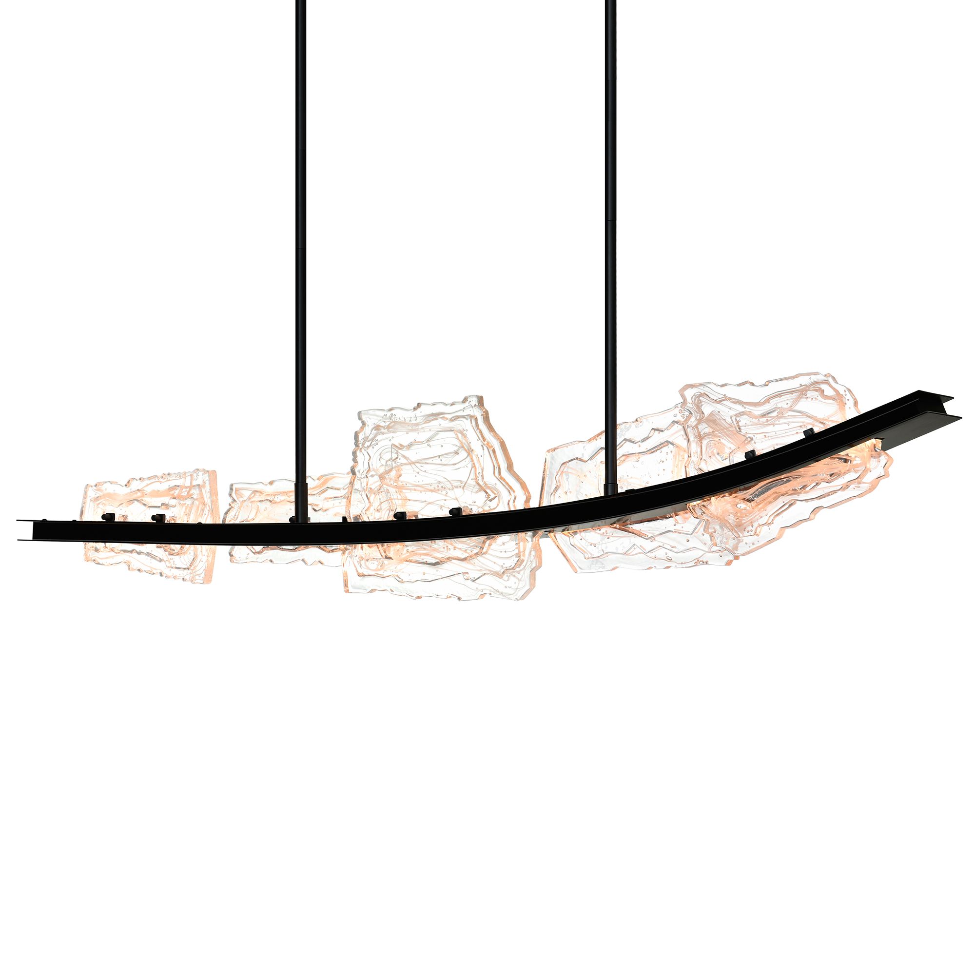 Image 2 Arcus Integrated LED 50in Black Chandelier with Handcrafted Glass more views