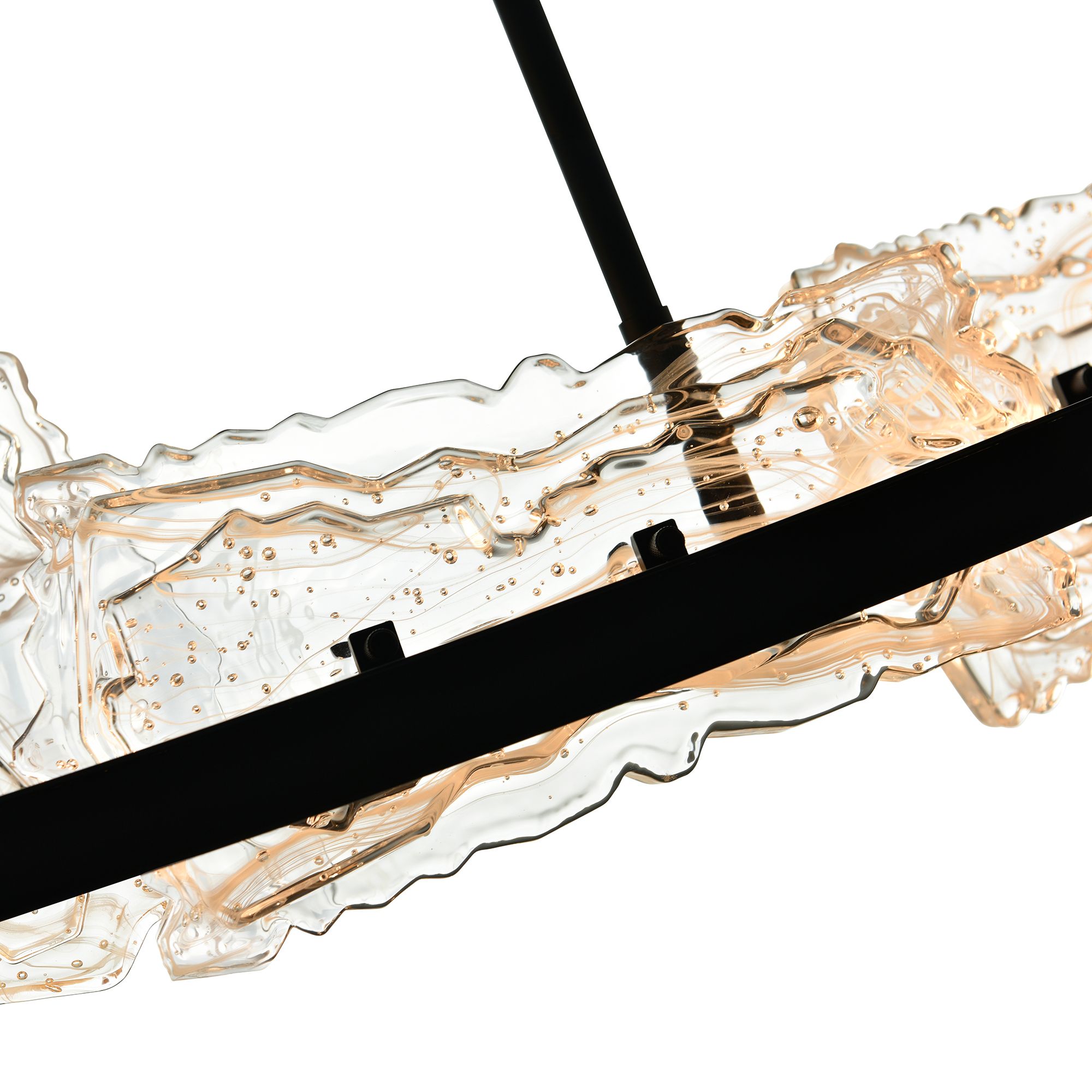 Arcus Integrated LED 50in Black Chandelier with Handcrafted Glass