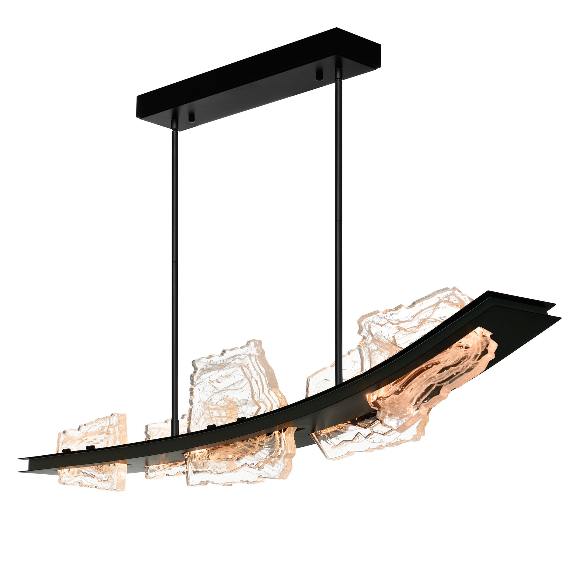 Image 3 Arcus Integrated LED 50in Black Chandelier with Handcrafted Glass more views