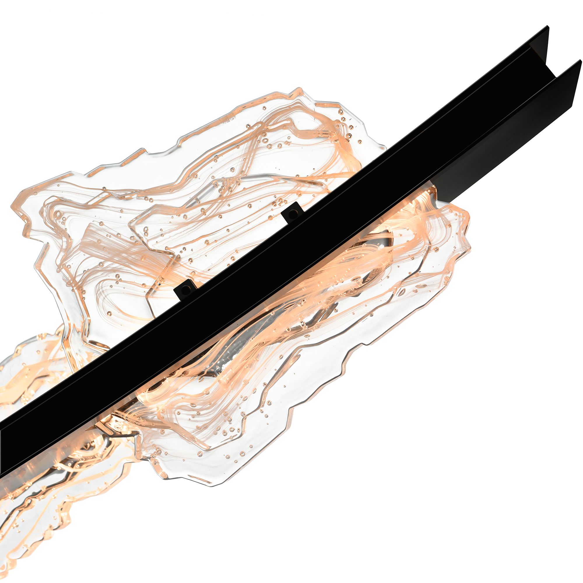 Arcus Integrated LED 50in Black Chandelier with Handcrafted Glass