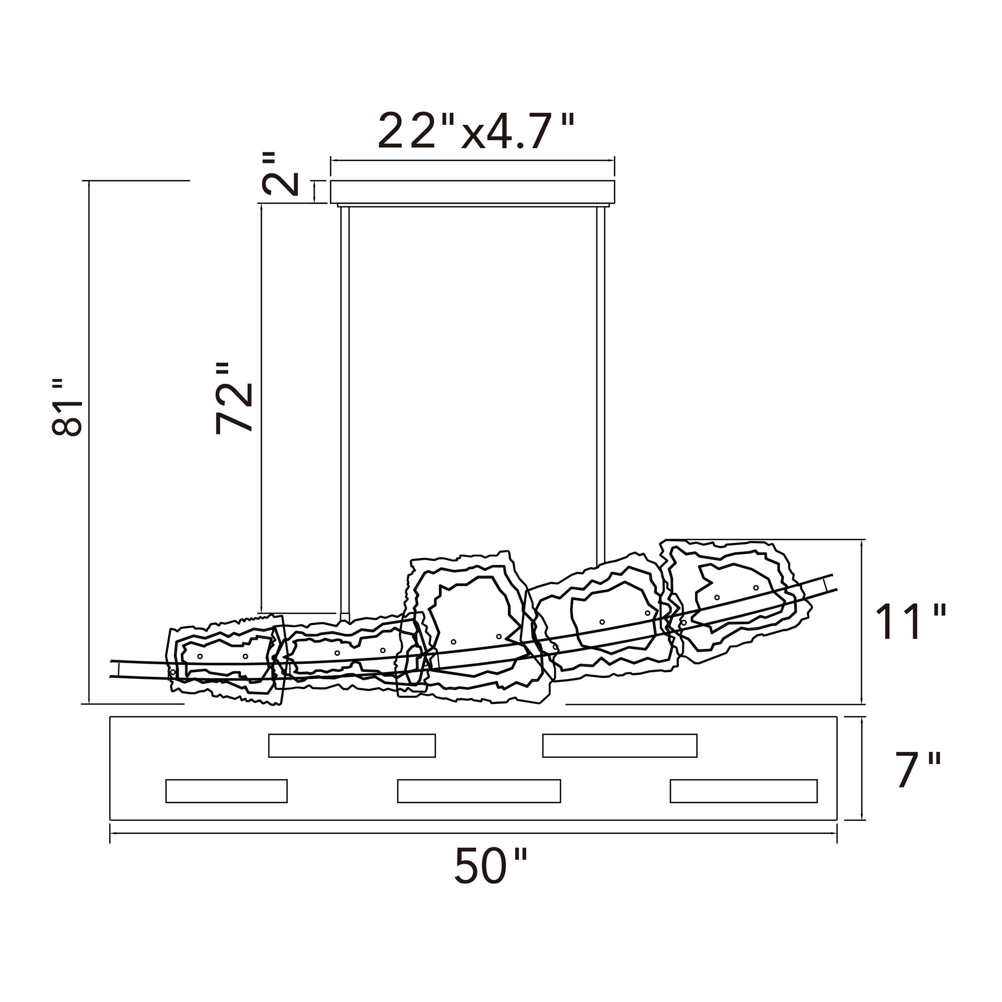 Arcus Integrated LED 50in Black Chandelier with Handcrafted Glass