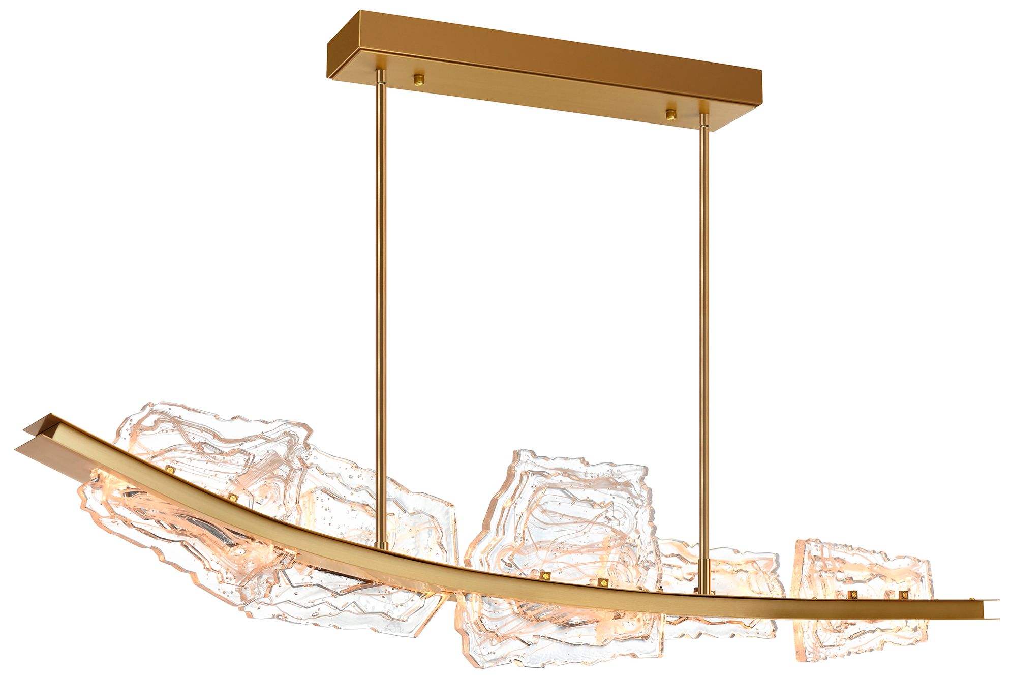 Arcus Integrated LED 50in Brass Chandelier with Handcrafted Glass