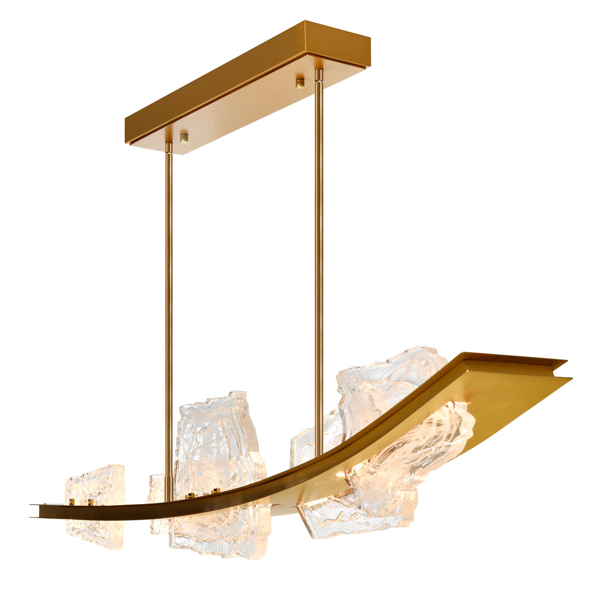 Image 3 Arcus Integrated LED 50in Brass Chandelier with Handcrafted Glass more views