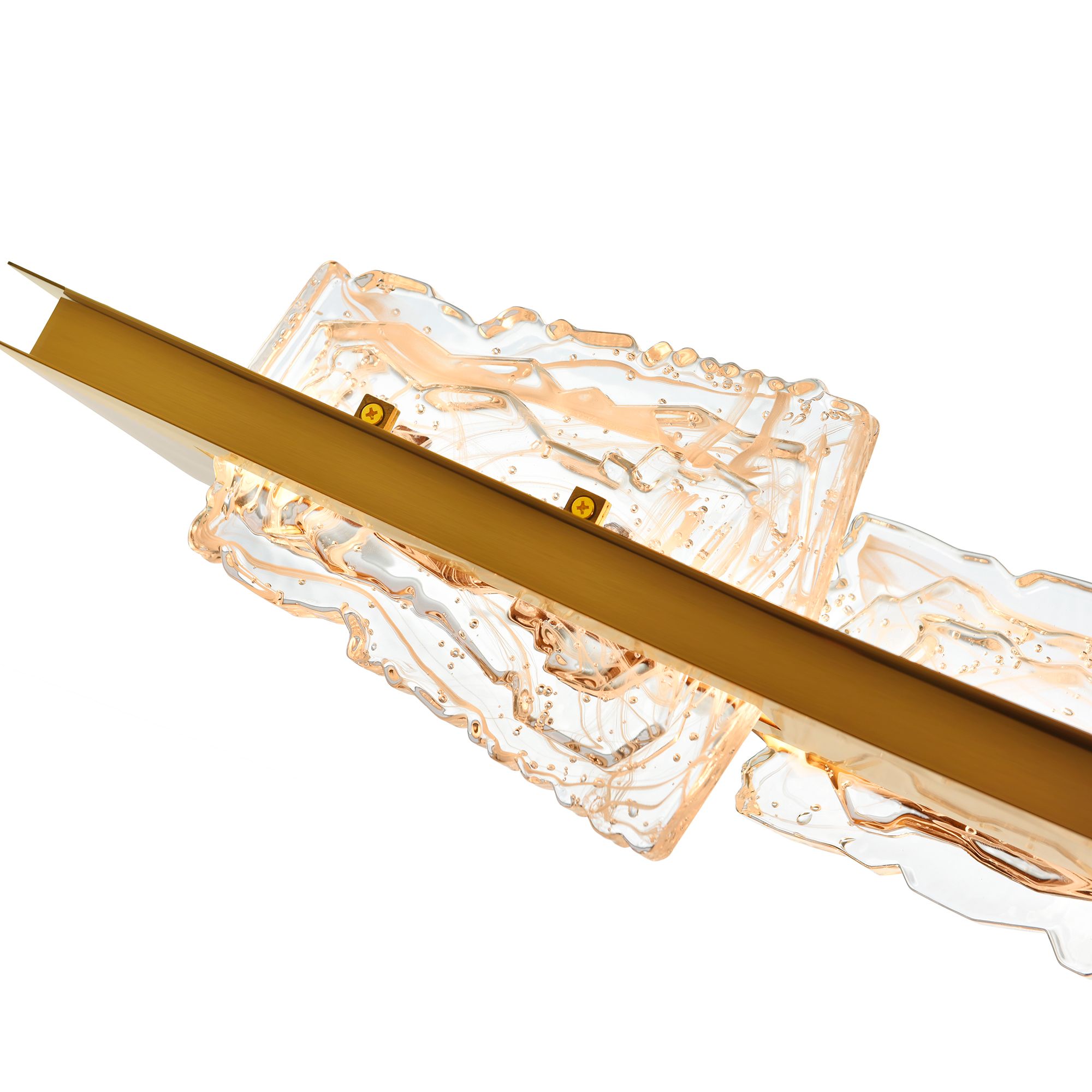 Arcus Integrated LED 50in Brass Chandelier with Handcrafted Glass