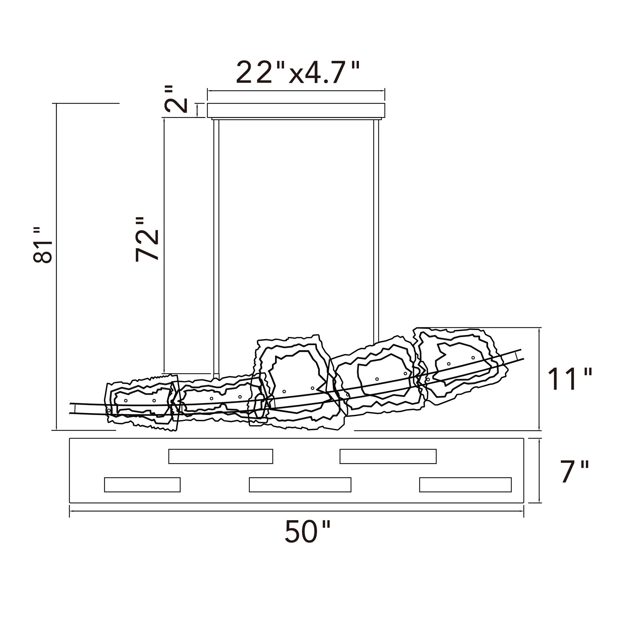 Arcus Integrated LED 50in Brass Chandelier with Handcrafted Glass