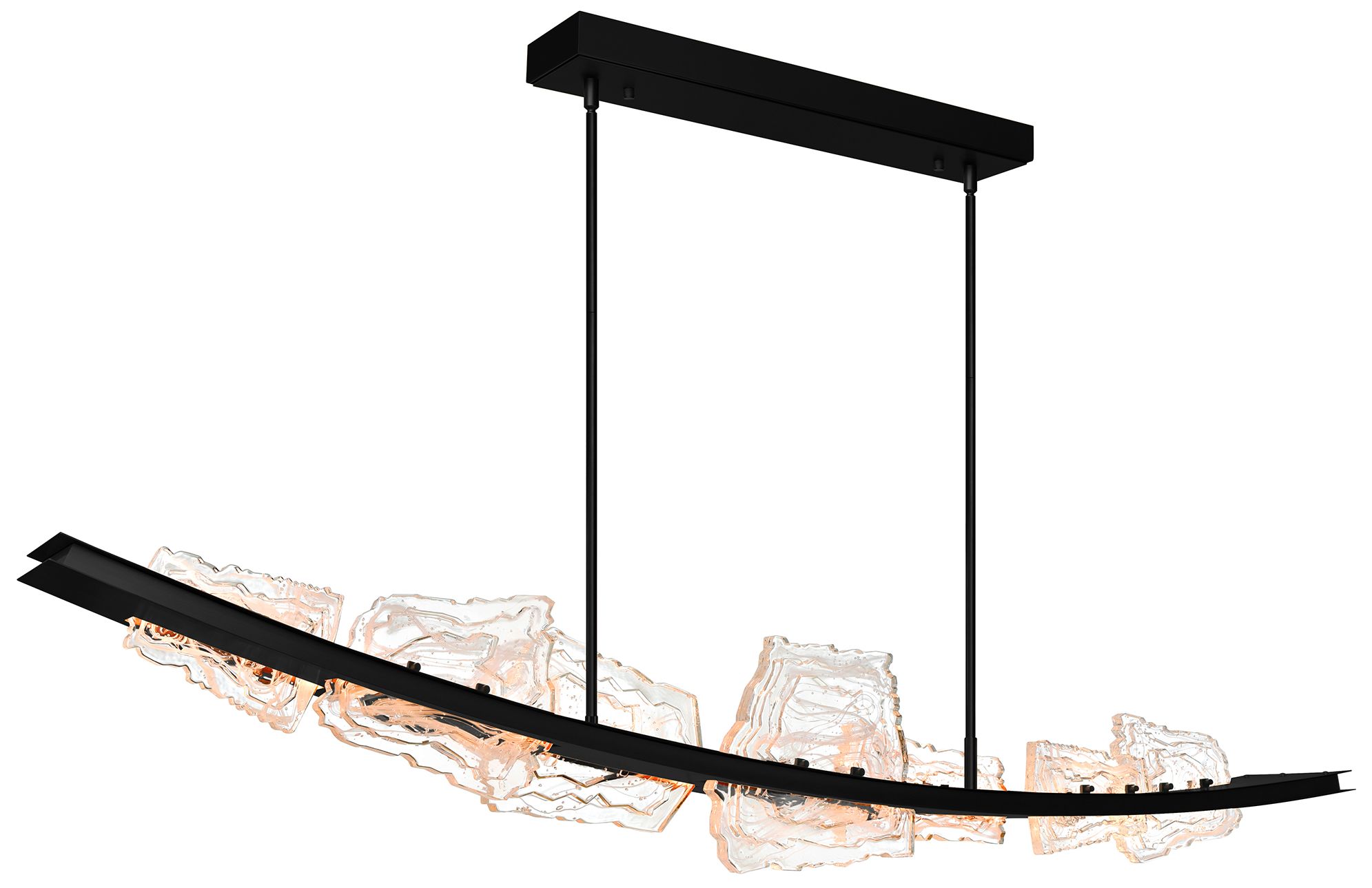 Arcus Integrated LED 70in Black Chandelier with Handcrafted Glass