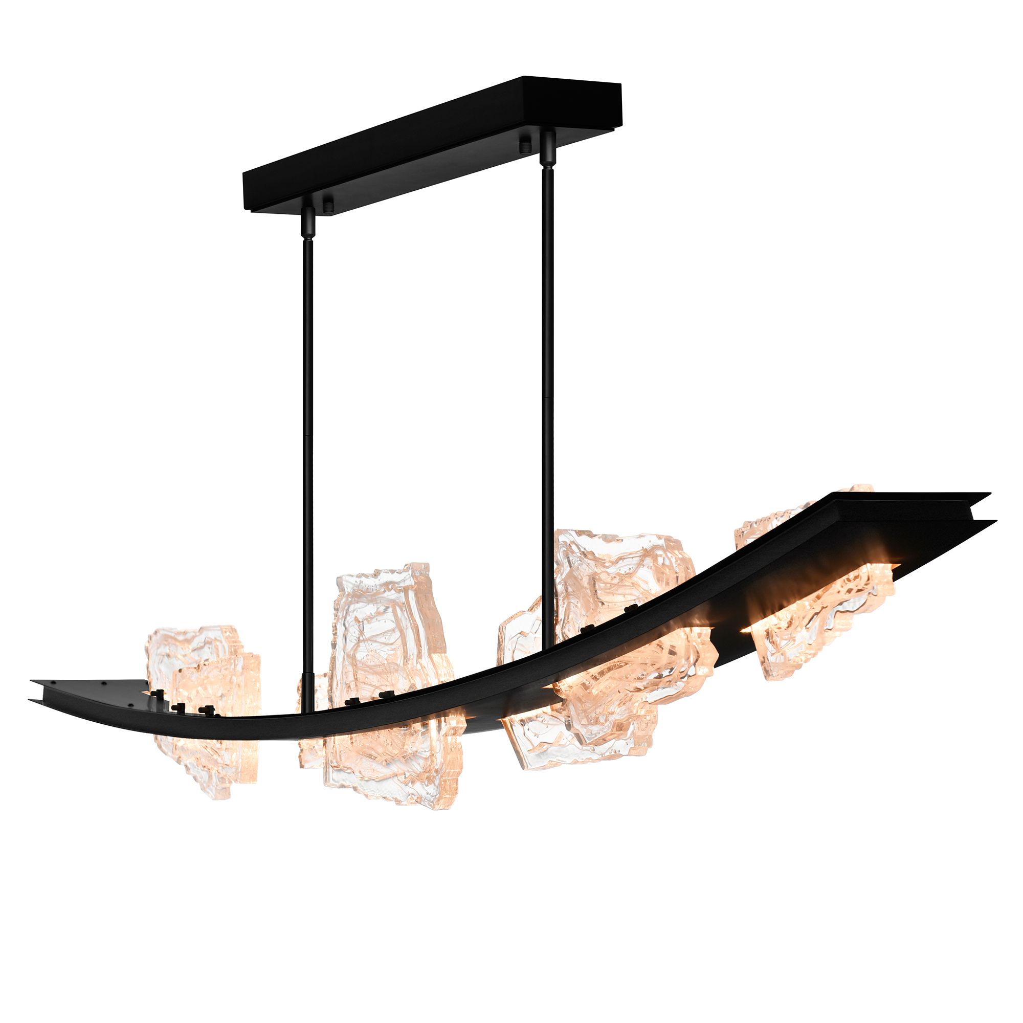 Image 3 Arcus Integrated LED 70in Black Chandelier with Handcrafted Glass more views