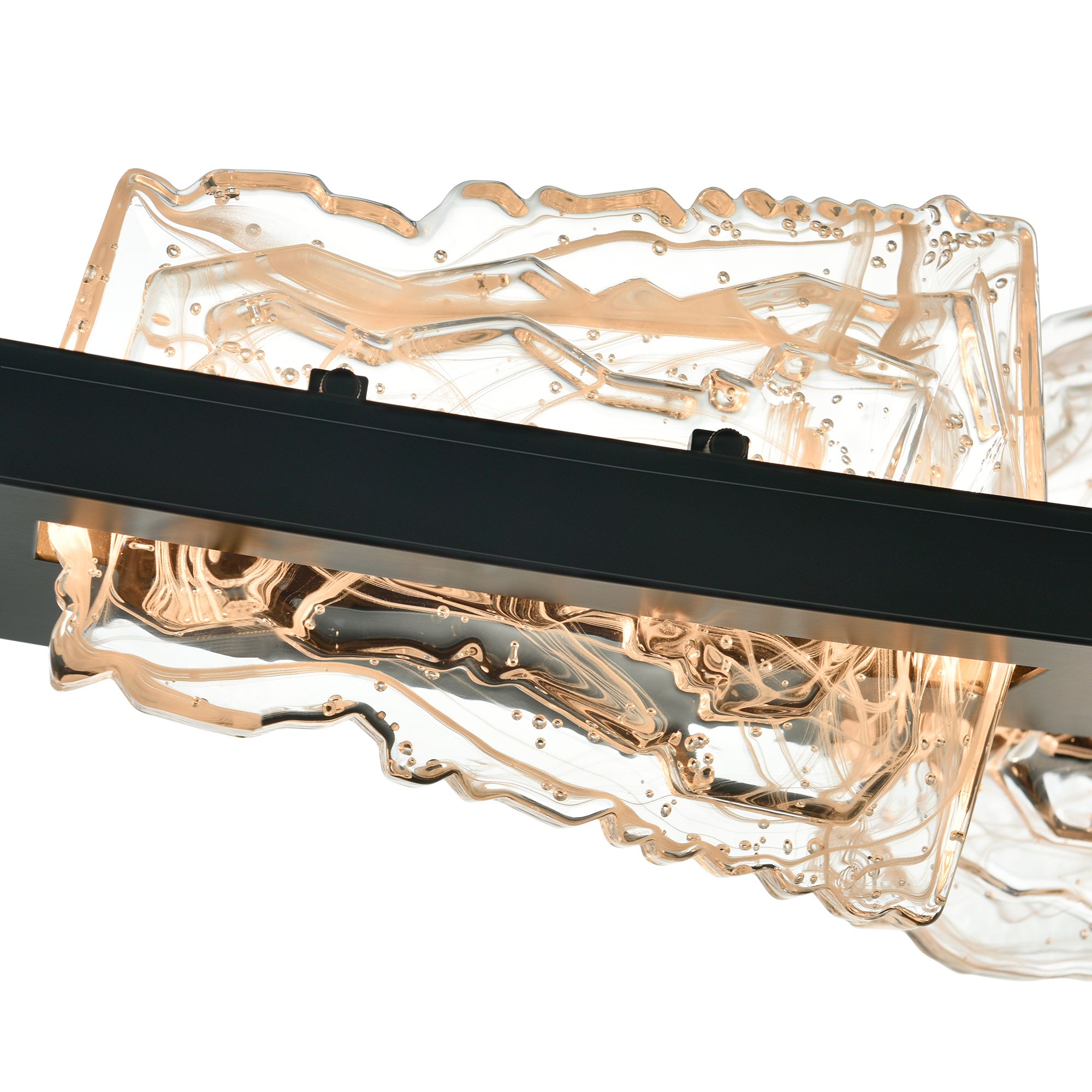 Arcus Integrated LED 70in Black Chandelier with Handcrafted Glass