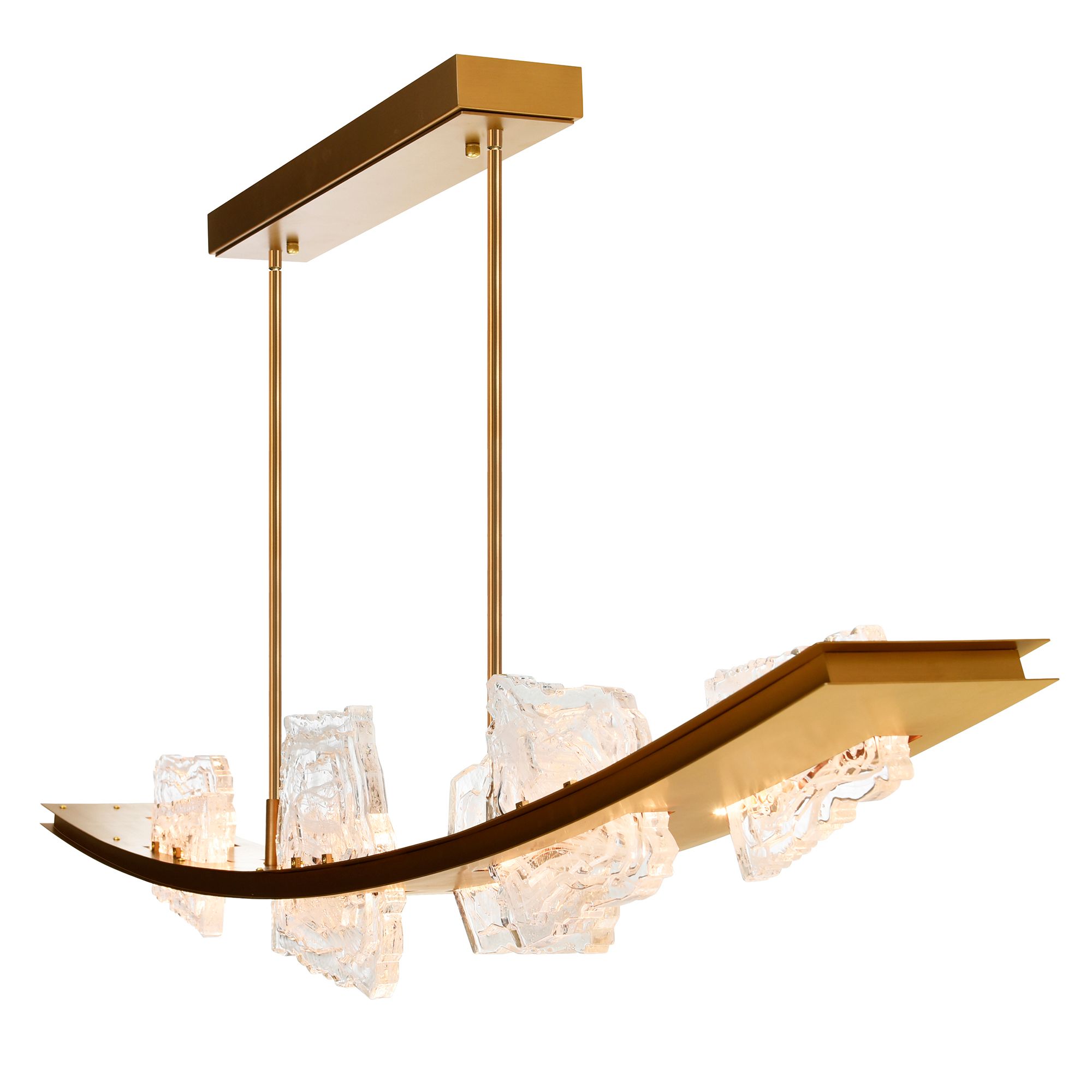 Image 3 Arcus Integrated LED 70in Brass Chandelier with Handcrafted Glass more views