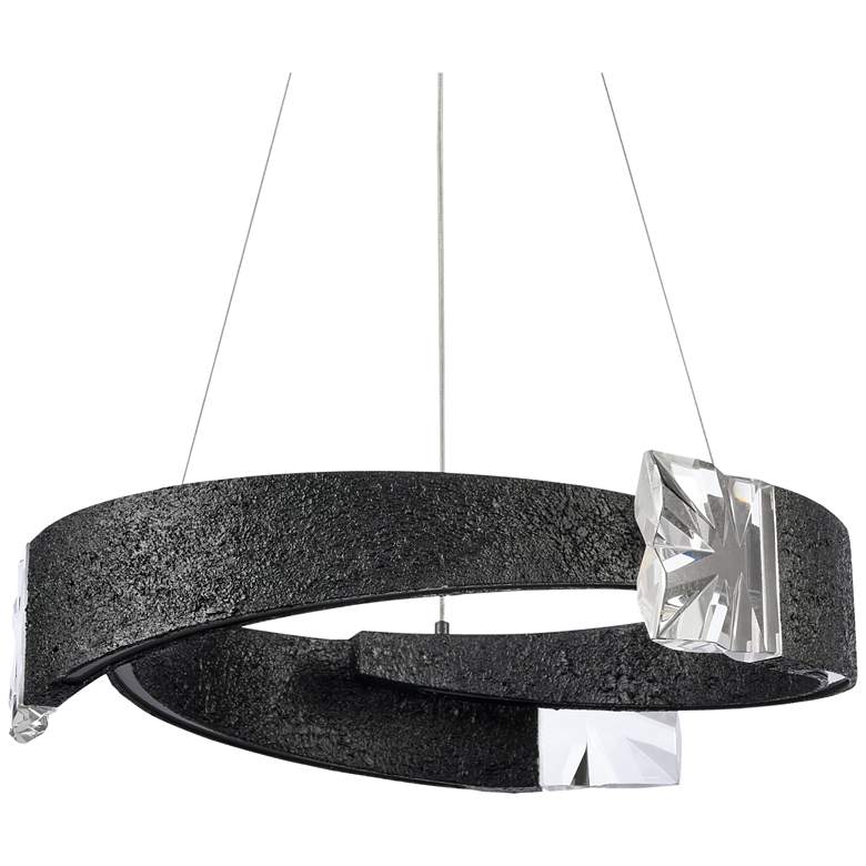 Image 1 Arcus LED 3CCT 25" Segmental Crystal Textured Black Ring Chandelier