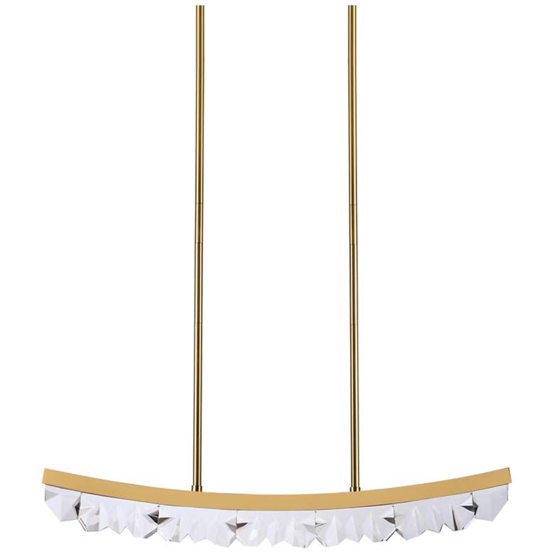 Image 1 Arcus LED 3CCT 32" Unique Curved Crystal Aged Brass Linear Pendant Lig