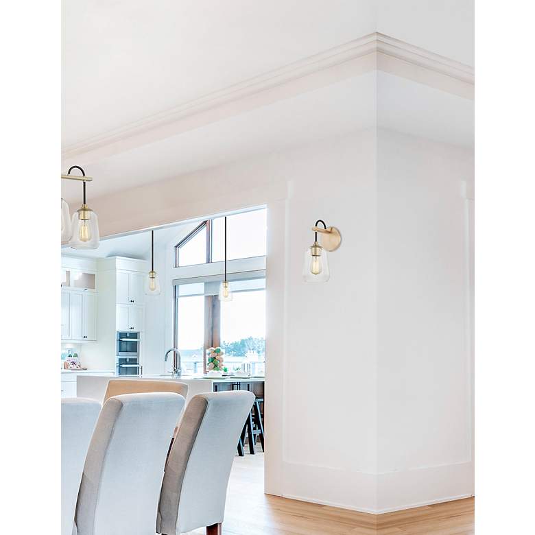 Image 3 Arcwell 12.75"H Brass Accented Matte Black Wall Sconce w/ Clear Glass more views