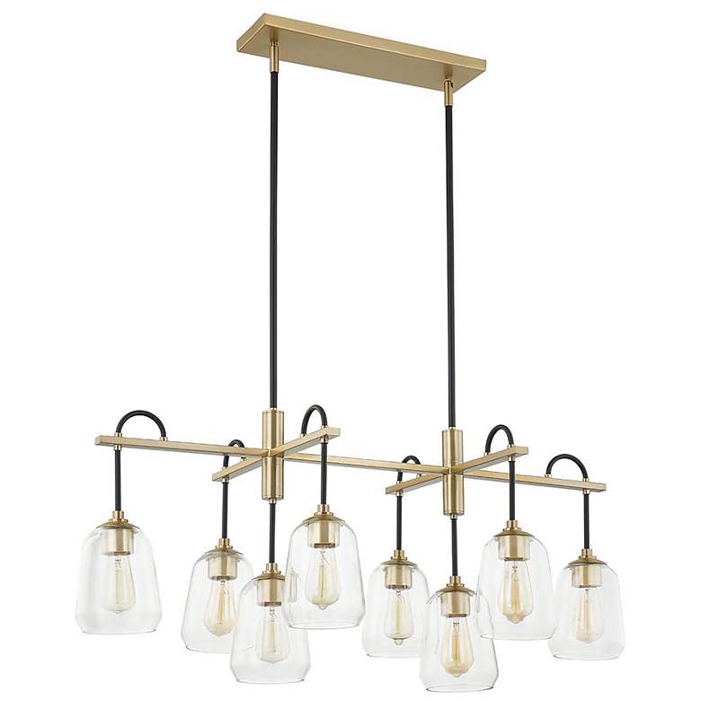 Image 2 Arcwell 22"W 8.Light Brass Accented Black Oblong Chandelier w/ Clear S more views