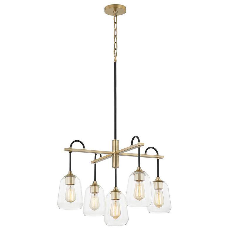 Image 1 Arcwell 27" Wide Matte Black Brass 5-Light Chandelier