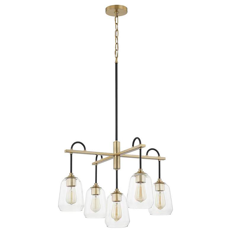 Image 2 Arcwell 27" Wide Matte Black Brass 5-Light Chandelier more views