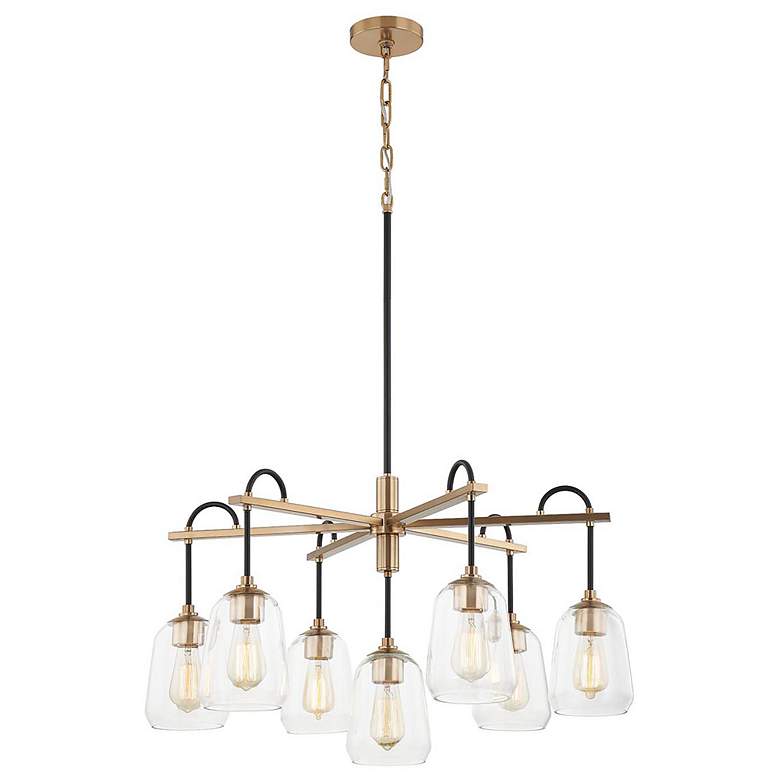 Image 1 Arcwell 32 inch Wide Matte Black Brass 7-Light  Chandelier