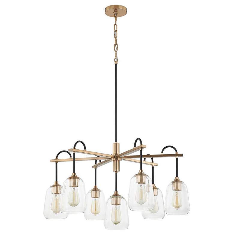 Image 3 Arcwell 32" Wide Matte Black Brass 7-Light Chandelier more views